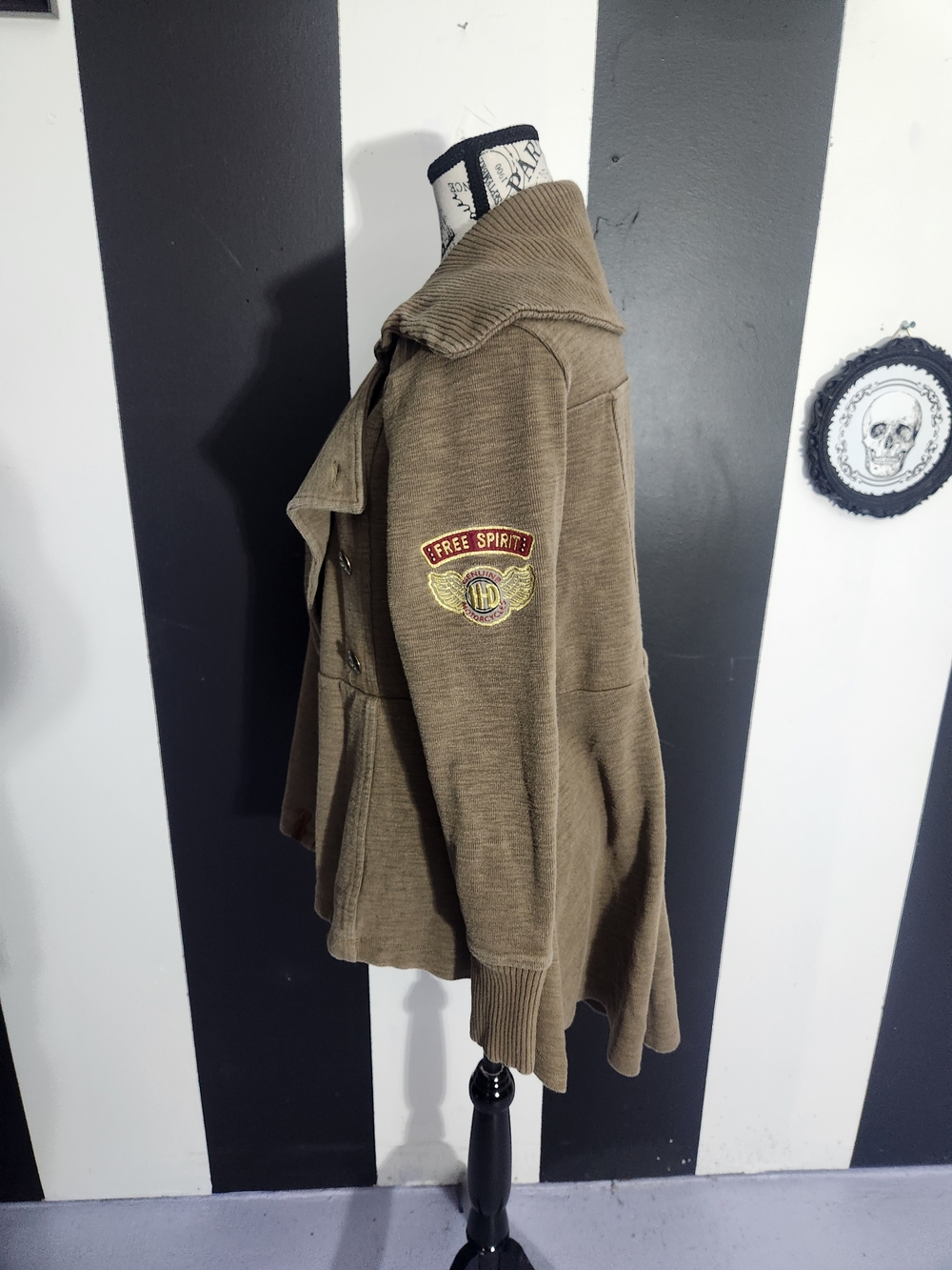 Harley-Davidson Olive Double-Breasted Pea Coat - Picture 4 of 5